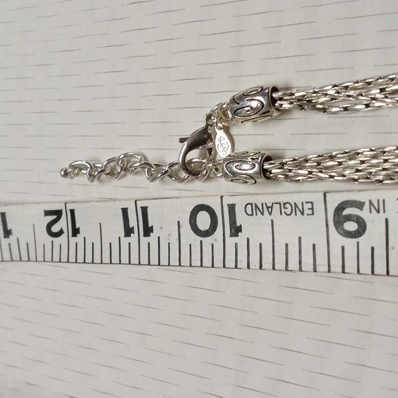 Silver Hammered Pendant Necklace with Four Strand Chain - Picture 4 of 6